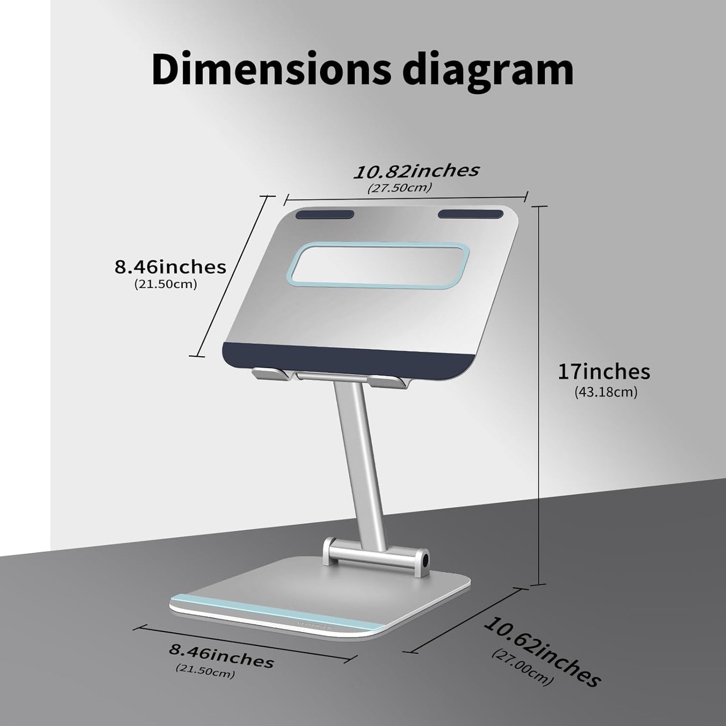 3M Adjustable Laptop Stand for Desk, Ergonomic Aluminum Foldable Portable Riser, Holder, Mount, for Laptop