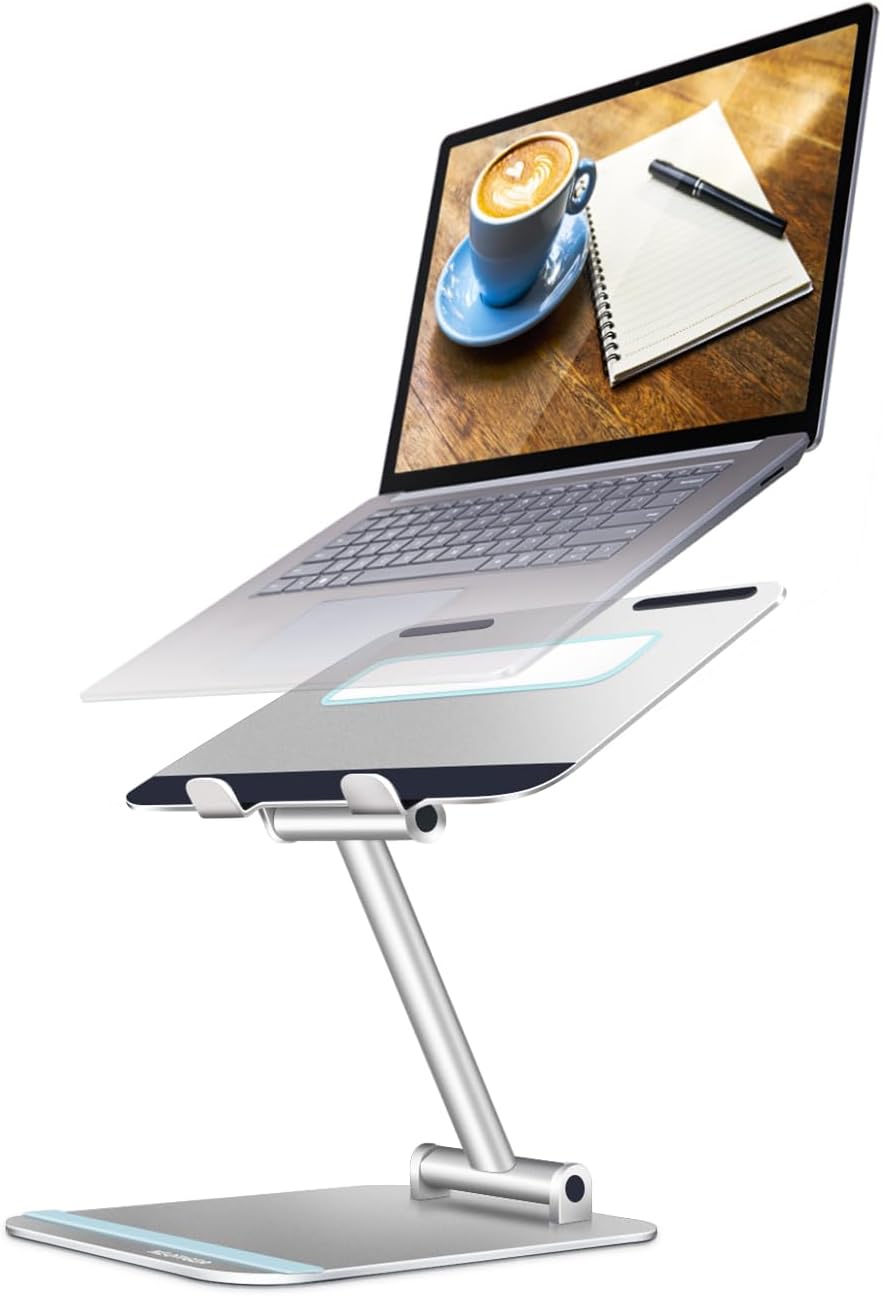 3M Adjustable Laptop Stand for Desk, Ergonomic Aluminum Foldable Portable Riser, Holder, Mount, for Laptop