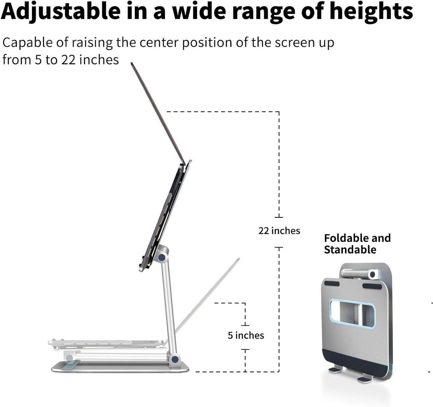 3M Adjustable Laptop Stand for Desk, Ergonomic Aluminum Foldable Portable Riser, Holder, Mount, for Laptop