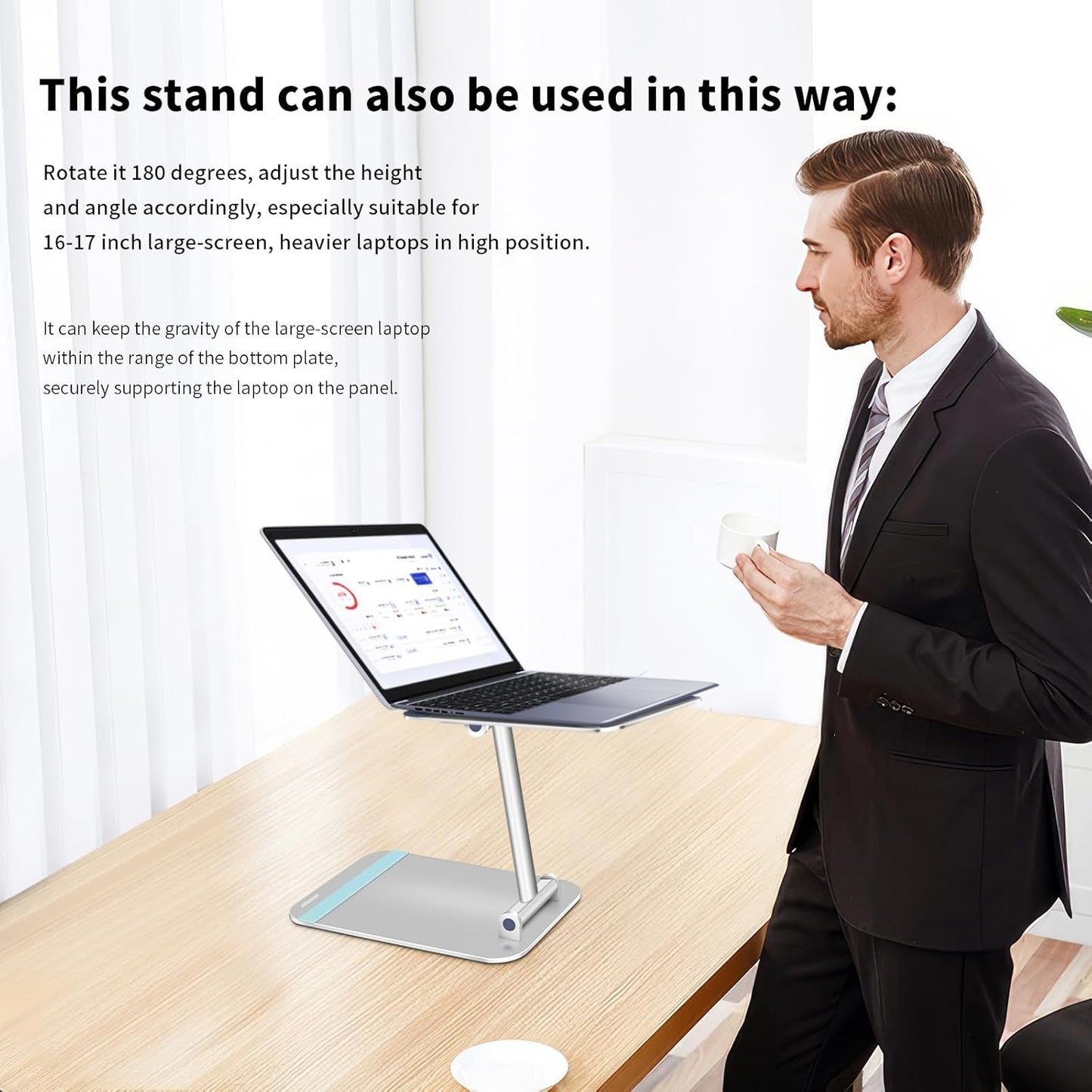 3M Adjustable Laptop Stand for Desk, Ergonomic Aluminum Foldable Portable Riser, Holder, Mount, for Laptop