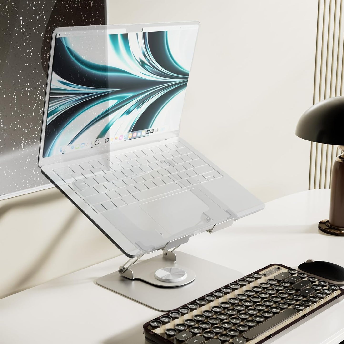 Adjustable Computer Stand, Ergonomic Riser with 360° Rotating Base