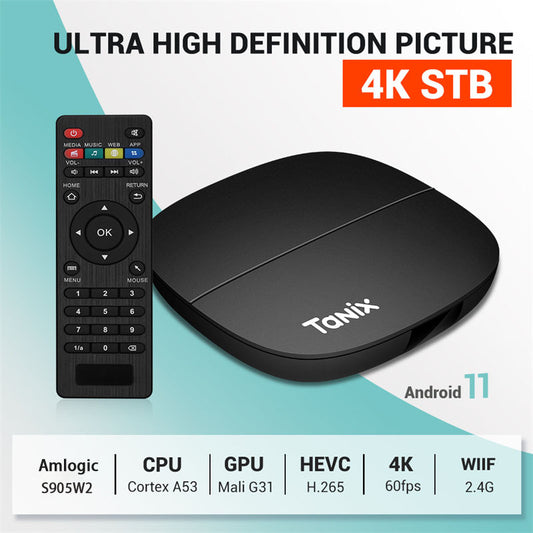Amlogic S905W2 Android Box 2GB RAM 16GB ROM with 2.4G/5G Dual WiFi and BT 5.0 Smart TV Box Support 1080P Ultra HDR 4K Streaming Media Player